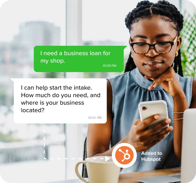 Customer beginning a business loan application through WhatsApp.