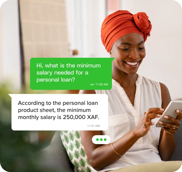 Customer asking about personal loan salary requirements on WhatsApp.
