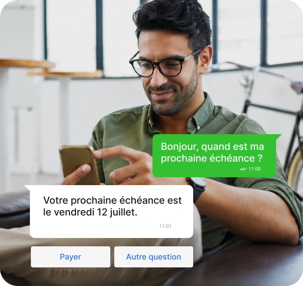 Emprunteur demandant sur WhatsApp la date du prochain remboursement.