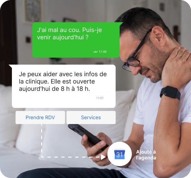 Patient prenant rendez-vous sur WhatsApp.