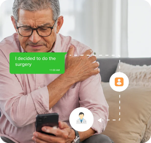 Patient using WhatsApp for approved clinic support.