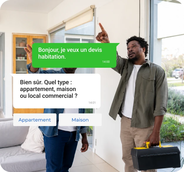 Demande de devis habitation collectée via WhatsApp.