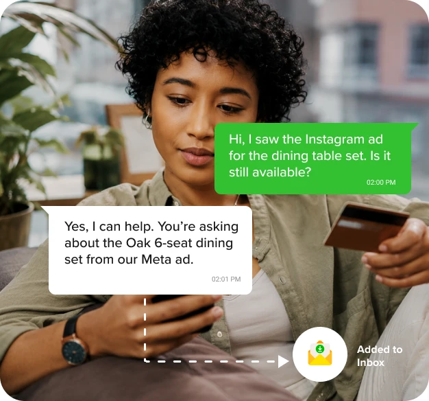 Customer asking whether a dining table set from an Instagram ad is still available.